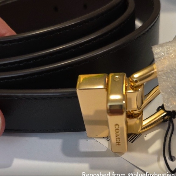 Coach Black and Gold Adjustable Women's Belt - Picture 3 of 4